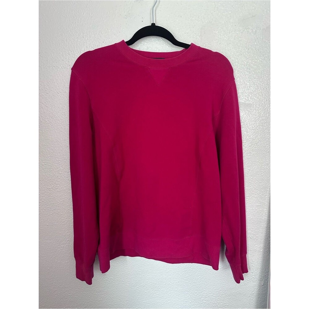Lands End Medium Tall 10/12 Crewneck Sweatshirt Fuchsia Pink Long Sleeve Cotton